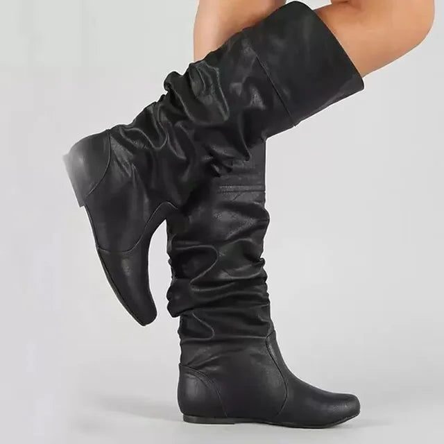 Severine | Ruched Mid-Calf Boots for Women
