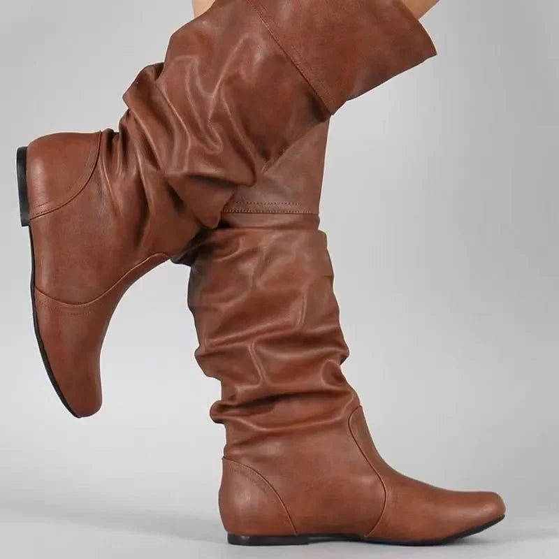 Severine | Ruched Mid-Calf Boots for Women