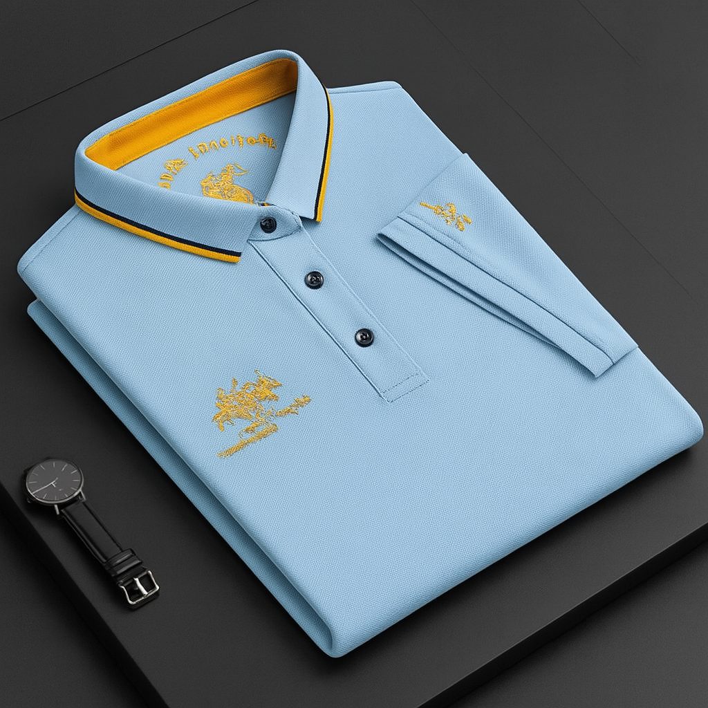 Short Sleeve Contrast Collar Polo Shirt for Men