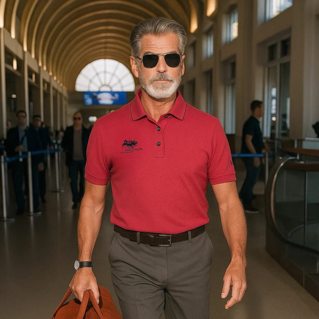 Short Sleeve Contrast Collar Polo Shirt for Men