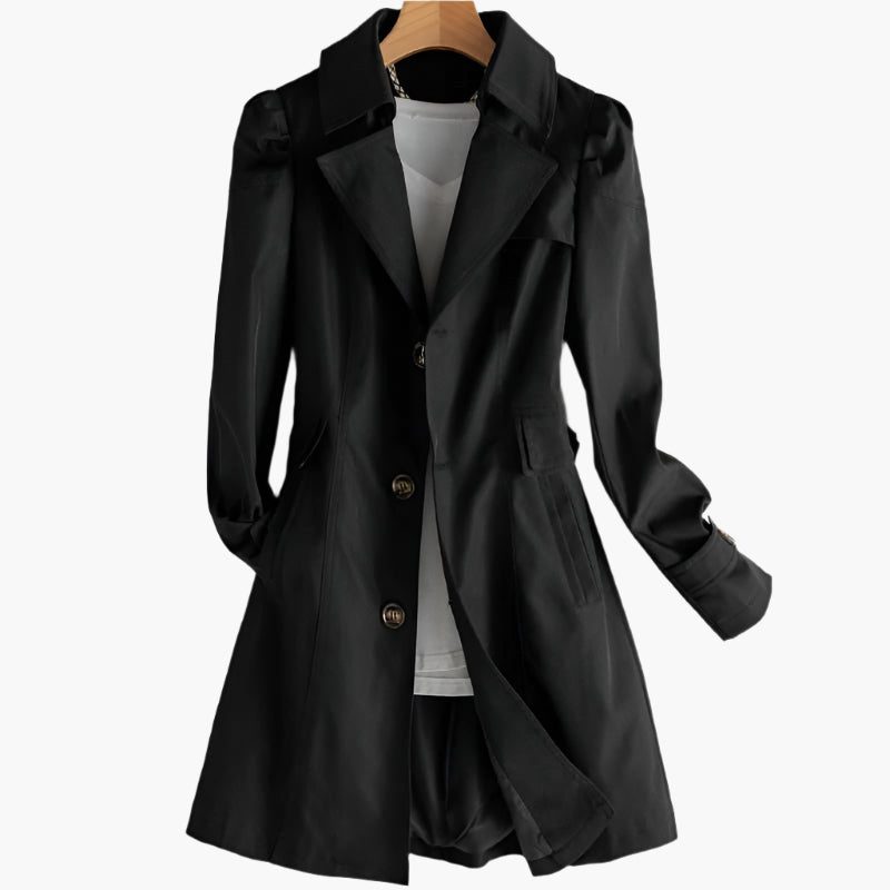 Shoshana | Long Trench Coat with Button-Down and Lapel Collar for Women