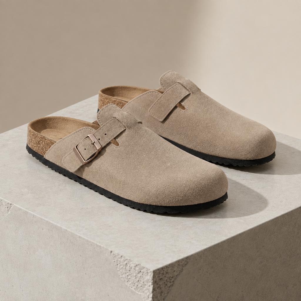 Sagres Suede Buckle Clogs
