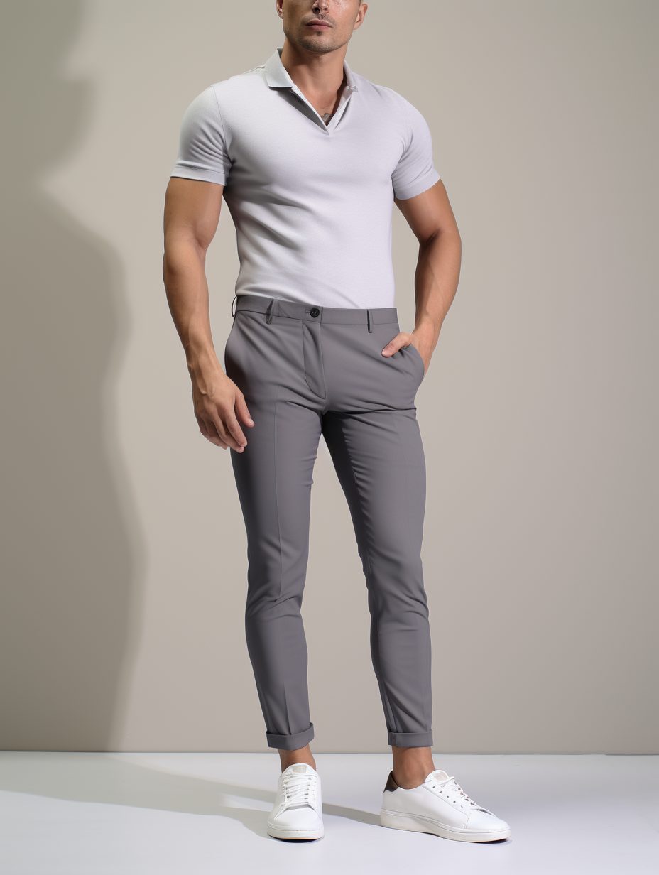Slim Fit Stretch Chino Trousers for Men