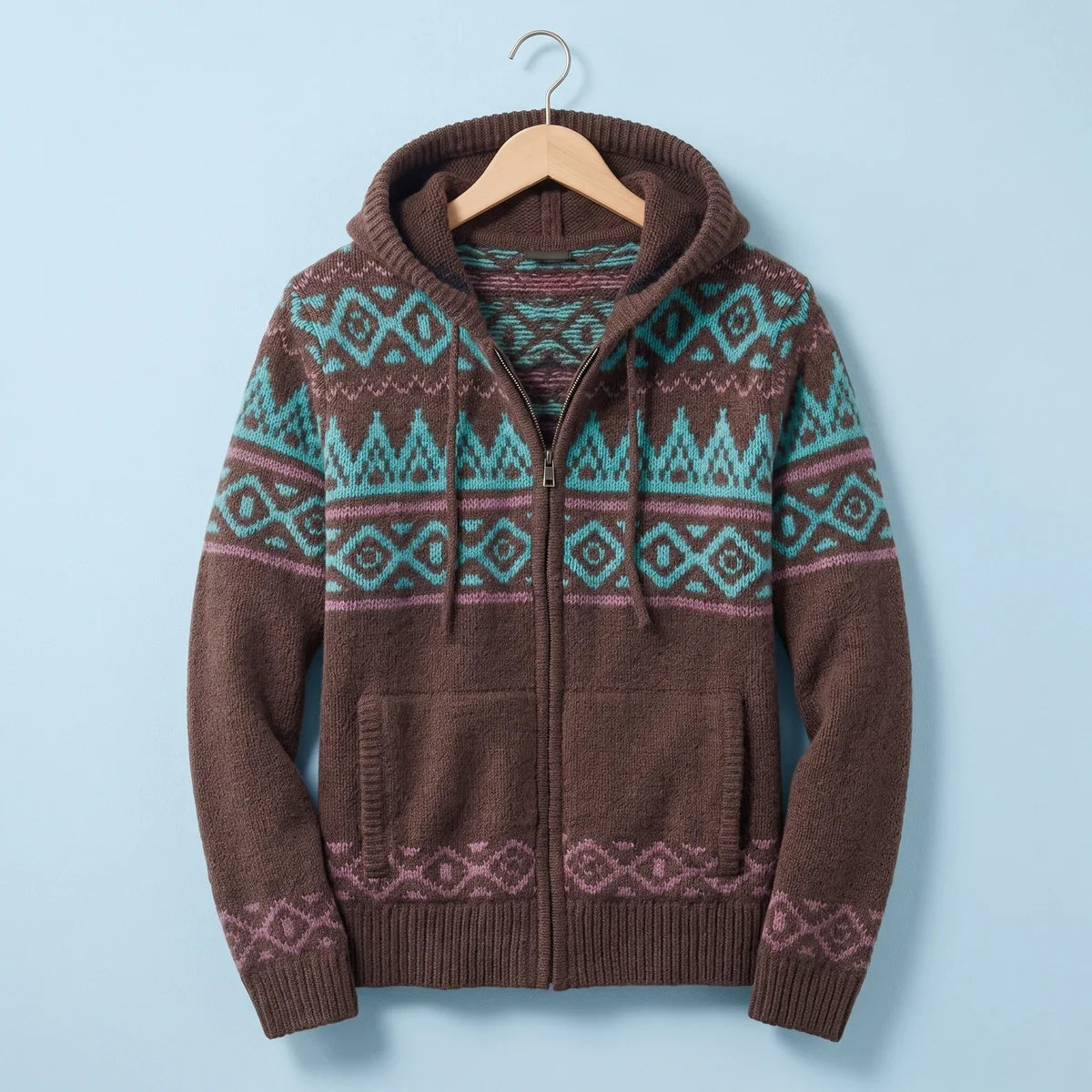 Soren Fair Isle Knit Zip Hoodie
