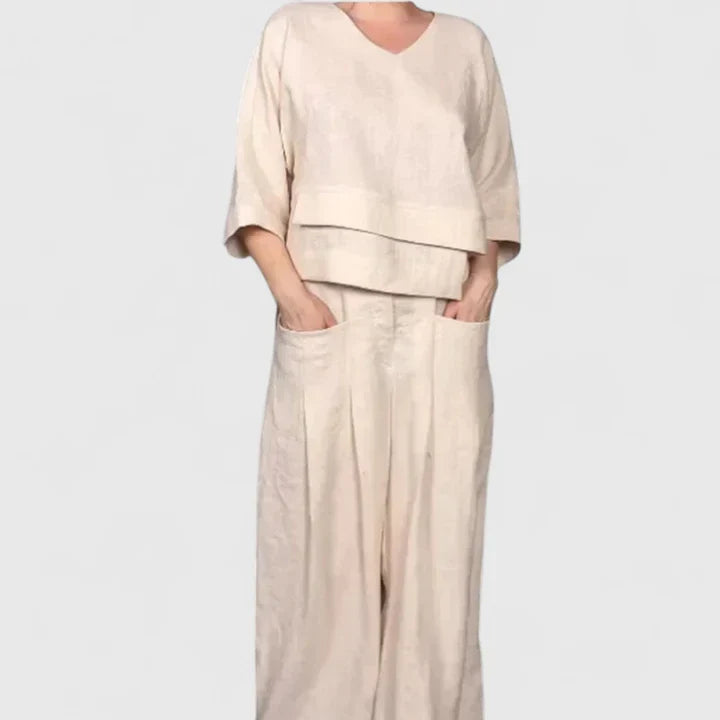 Zaryphina | Women's Comfortable Relaxed-Fit Two-Piece Set with Pants