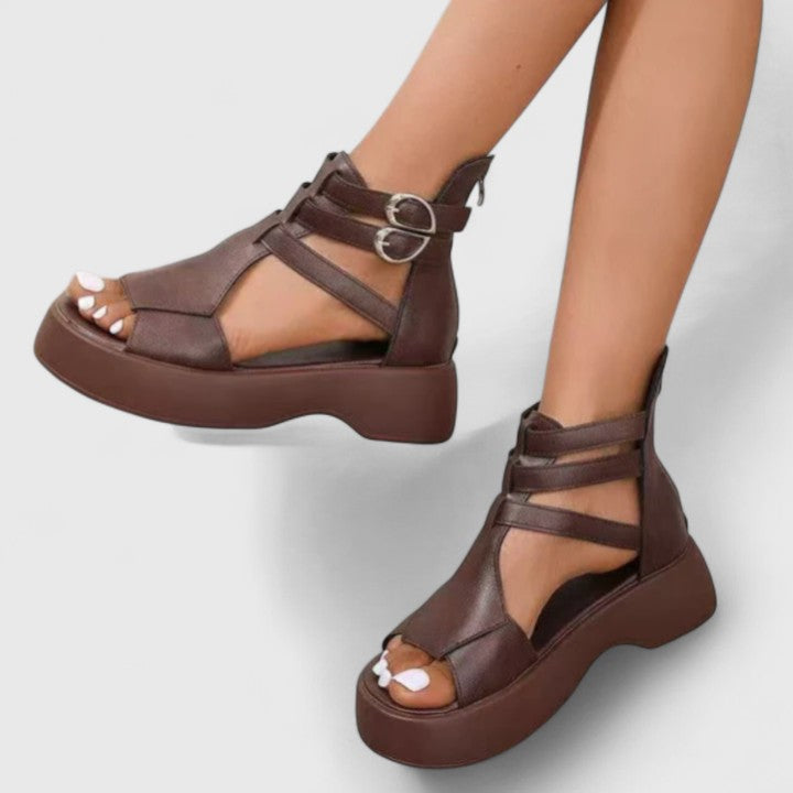 Women's Platform Sandals with Chunky Sole and Ankle Strap