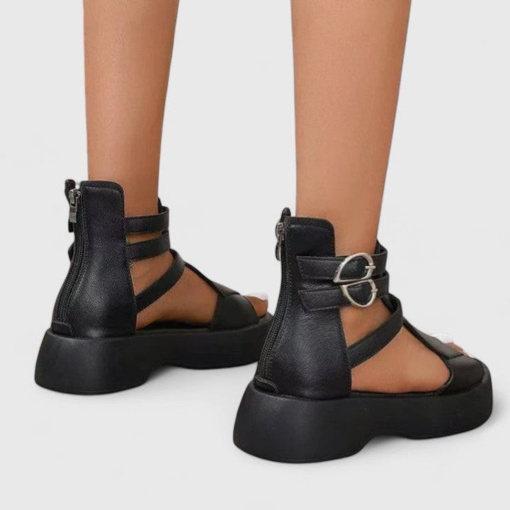 Women's Platform Sandals with Chunky Sole and Ankle Strap