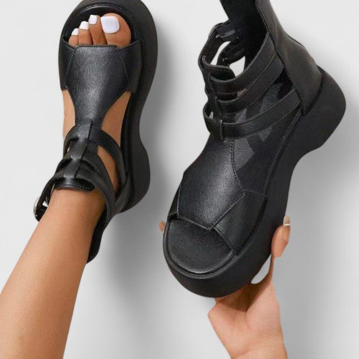 Women's Platform Sandals with Chunky Sole and Ankle Strap