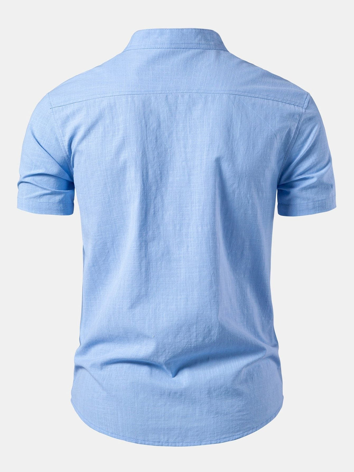 Stand Collar Short Sleeve Button-Down Shirt for Men