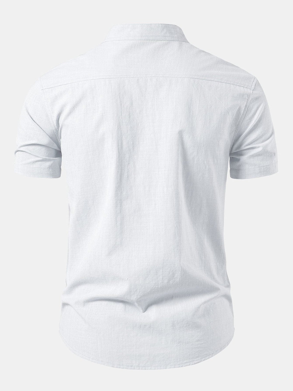 Stand Collar Short Sleeve Button-Down Shirt for Men
