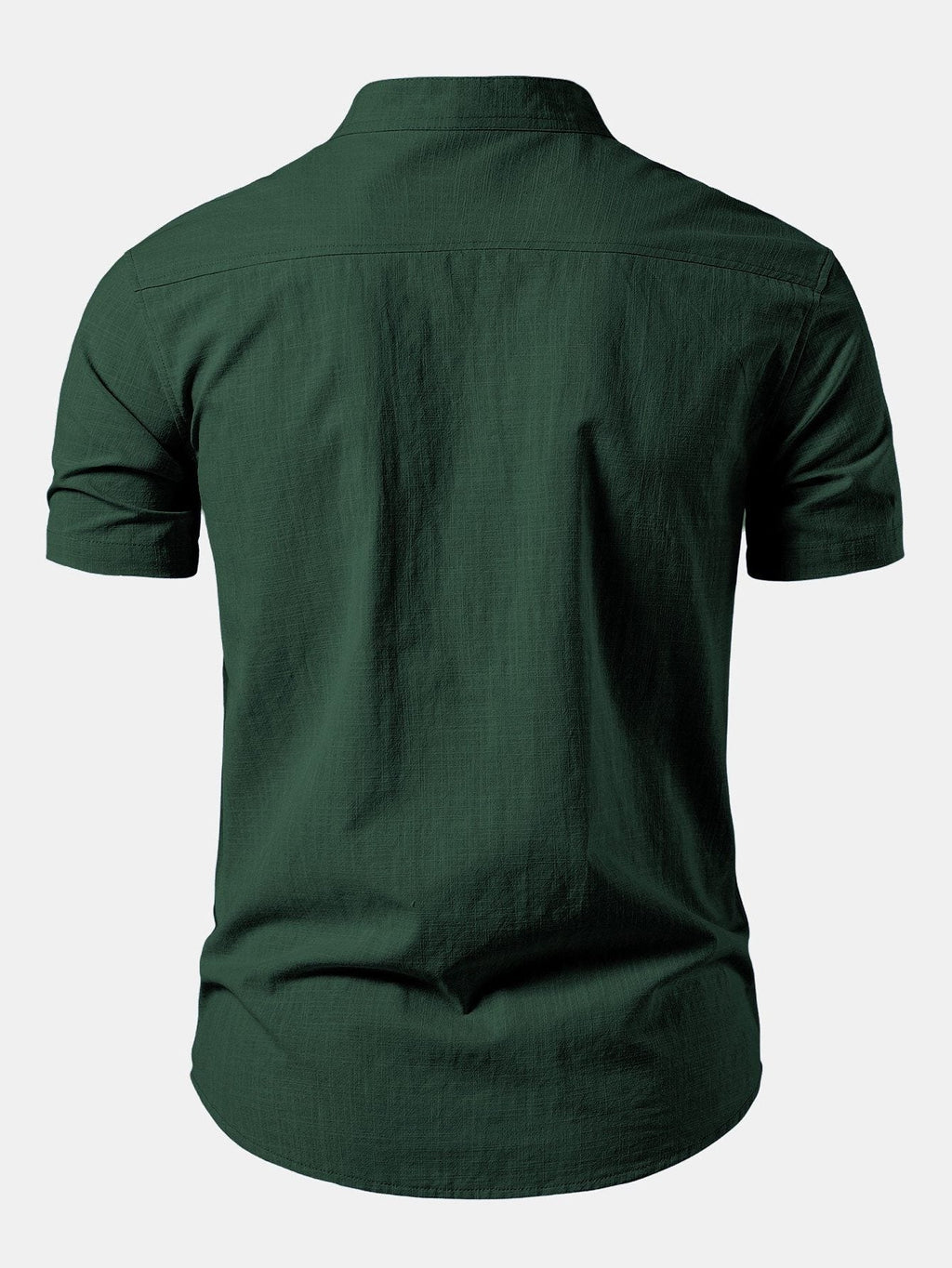 Stand Collar Short Sleeve Button-Down Shirt for Men