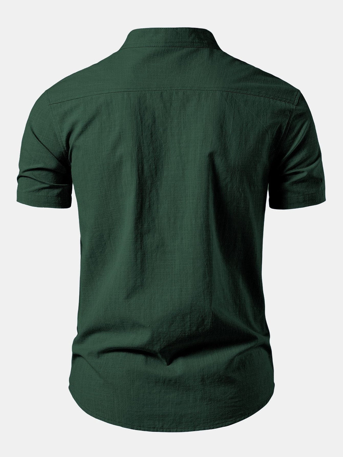 Stand Collar Short Sleeve Button-Down Shirt for Men