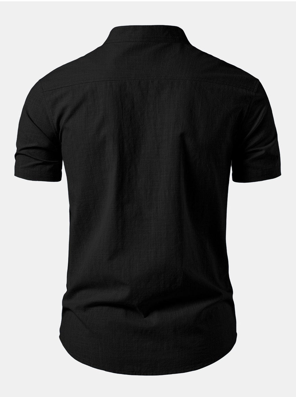 Stand Collar Short Sleeve Button-Down Shirt for Men