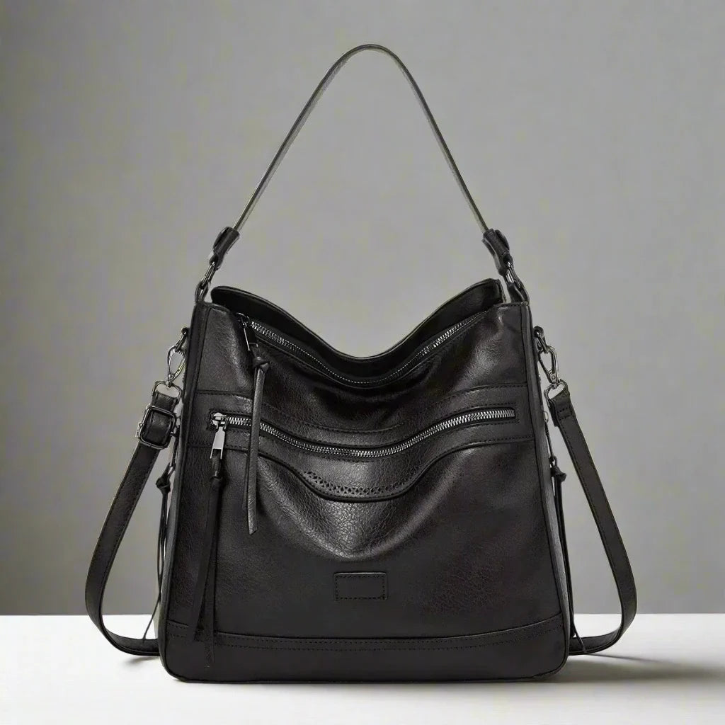 Women's Retro Hobo Shoulder Bag with Zipper Pockets