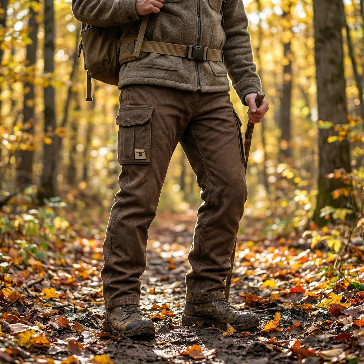 Straight Leg Cargo Trousers with Belted Waist for Men