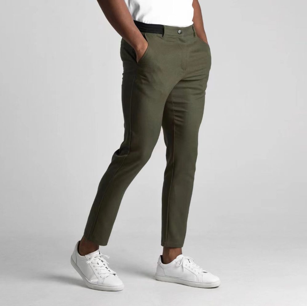 Straight Leg Chino Trousers for Men