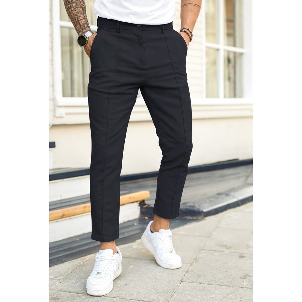 Straight Leg Cropped Trousers for Men