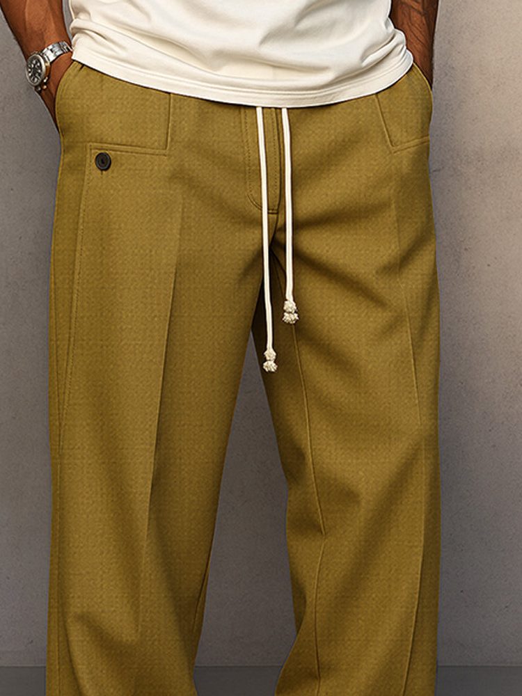 Straight Leg Drawstring Trousers for Men