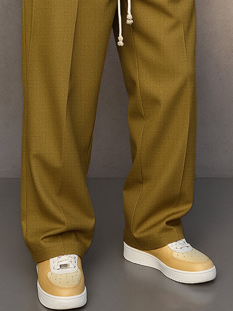 Straight Leg Drawstring Trousers for Men