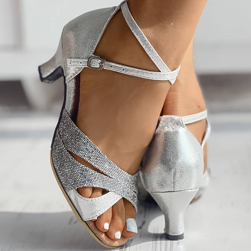 Oceane | Glitter Strappy Sandals with Open Toe for Women