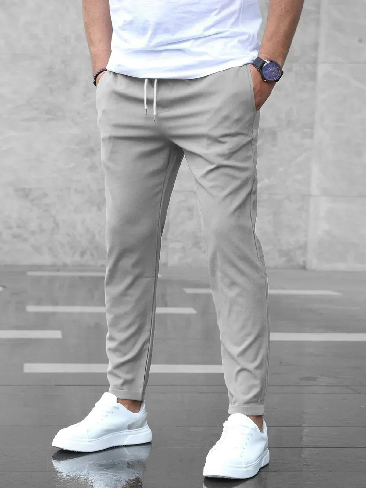 Men's Casual Trousers, Regular Fit, Drawstring Waist