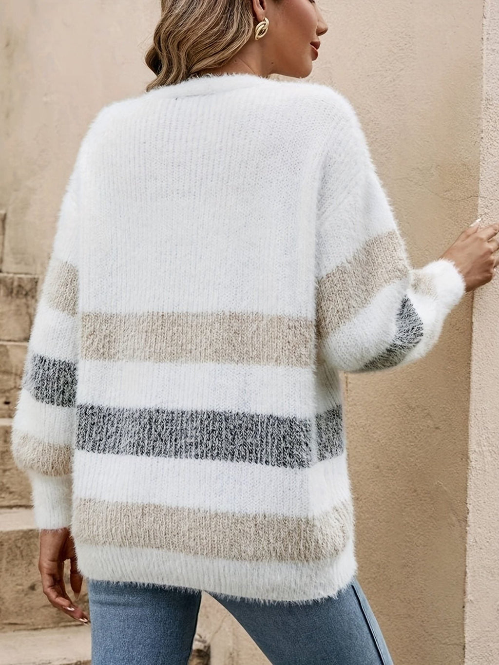 Maeve | Striped Color Block Long Cardigan for Women
