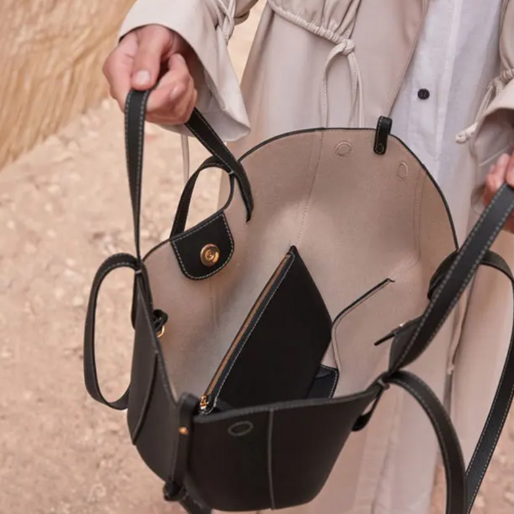 Women's Curved Tote Bag with Adjustable Strap