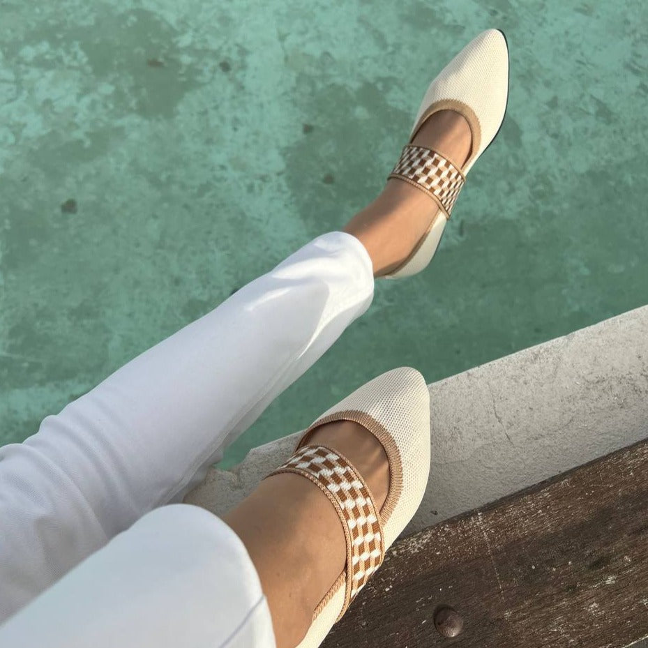 Women's Pointed Toe Ballet Flats with Woven Strap Detail