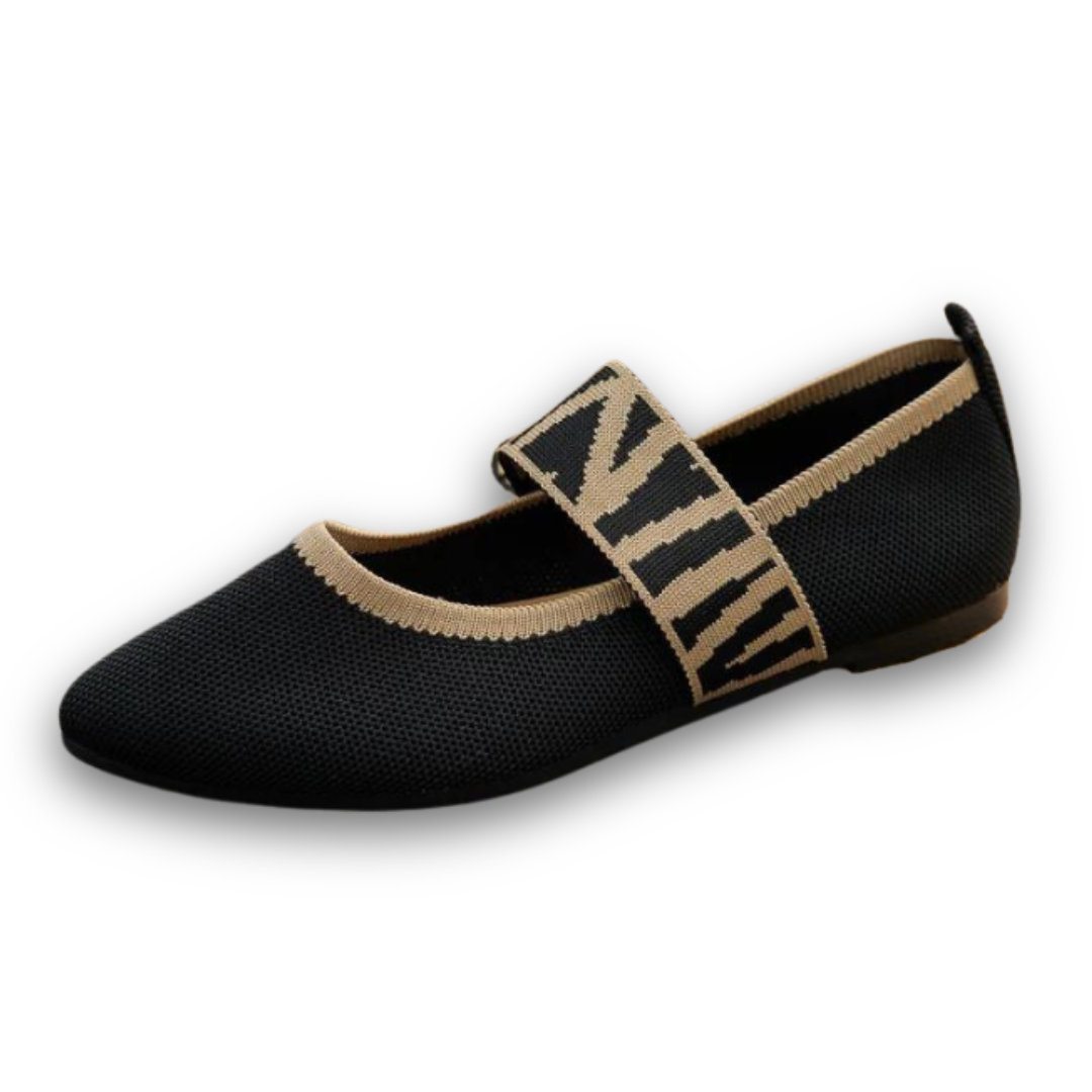 Women's Pointed Toe Ballet Flats with Woven Strap Detail