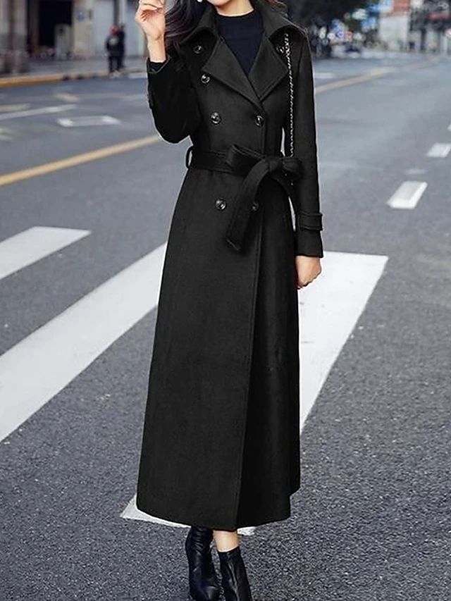 Women's Shawl Collar Long Coat with Button Front
