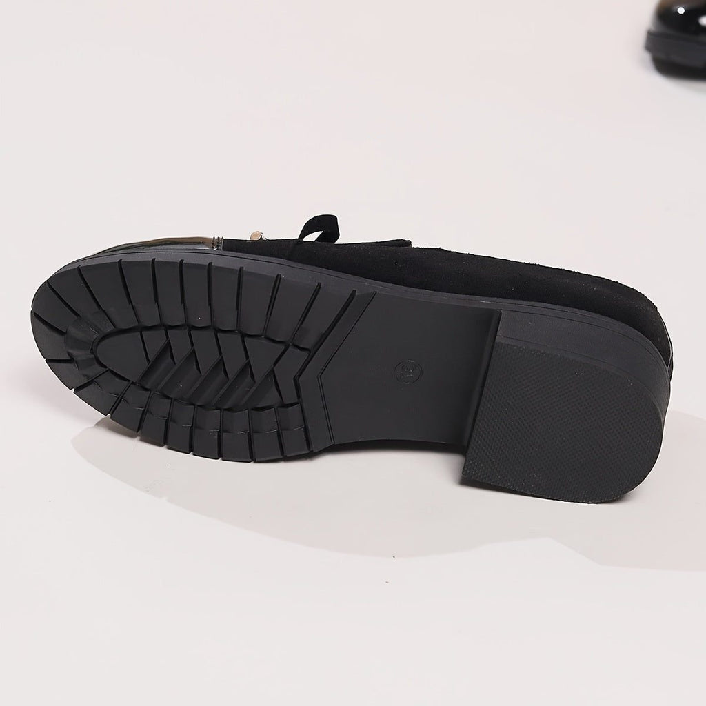 Julietta | Suede Patent Loafers with Bow for Women