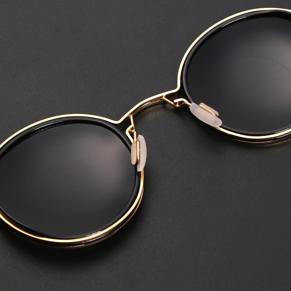 Grace | Women's Polarized Round-Frame Sunglasses With Gold Metal Temples