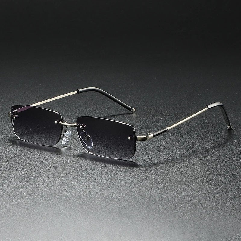 James | Men's Rimless Rectangular Sunglasses with Gradient Lenses and Gold-Tone Temples