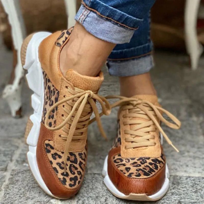 Sybil | Animal Print Lace-Up Sneakers for Women