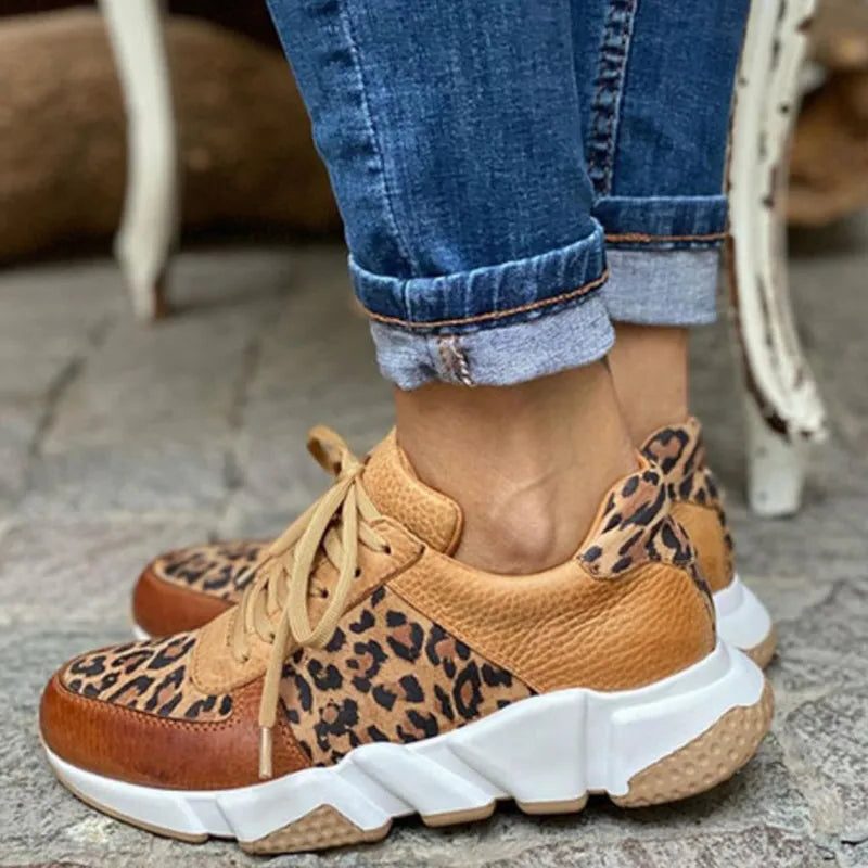 Sybil | Animal Print Lace-Up Sneakers for Women