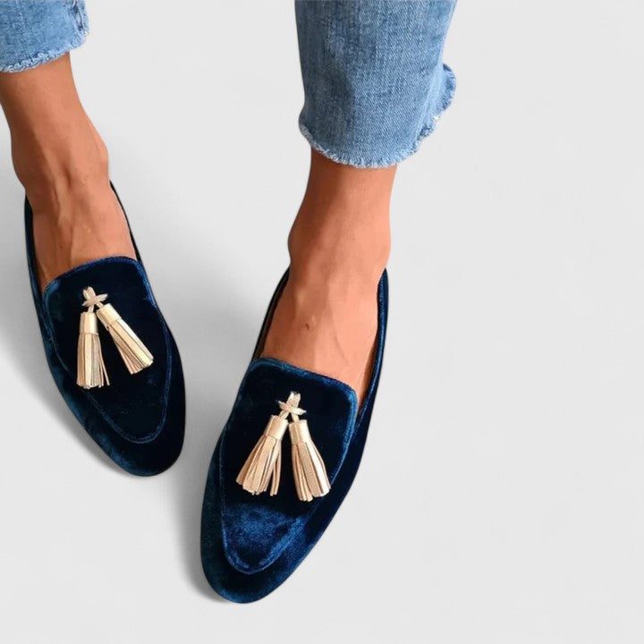 Sybil | Velvet Chunky Loafers with Tassel Detail for Women