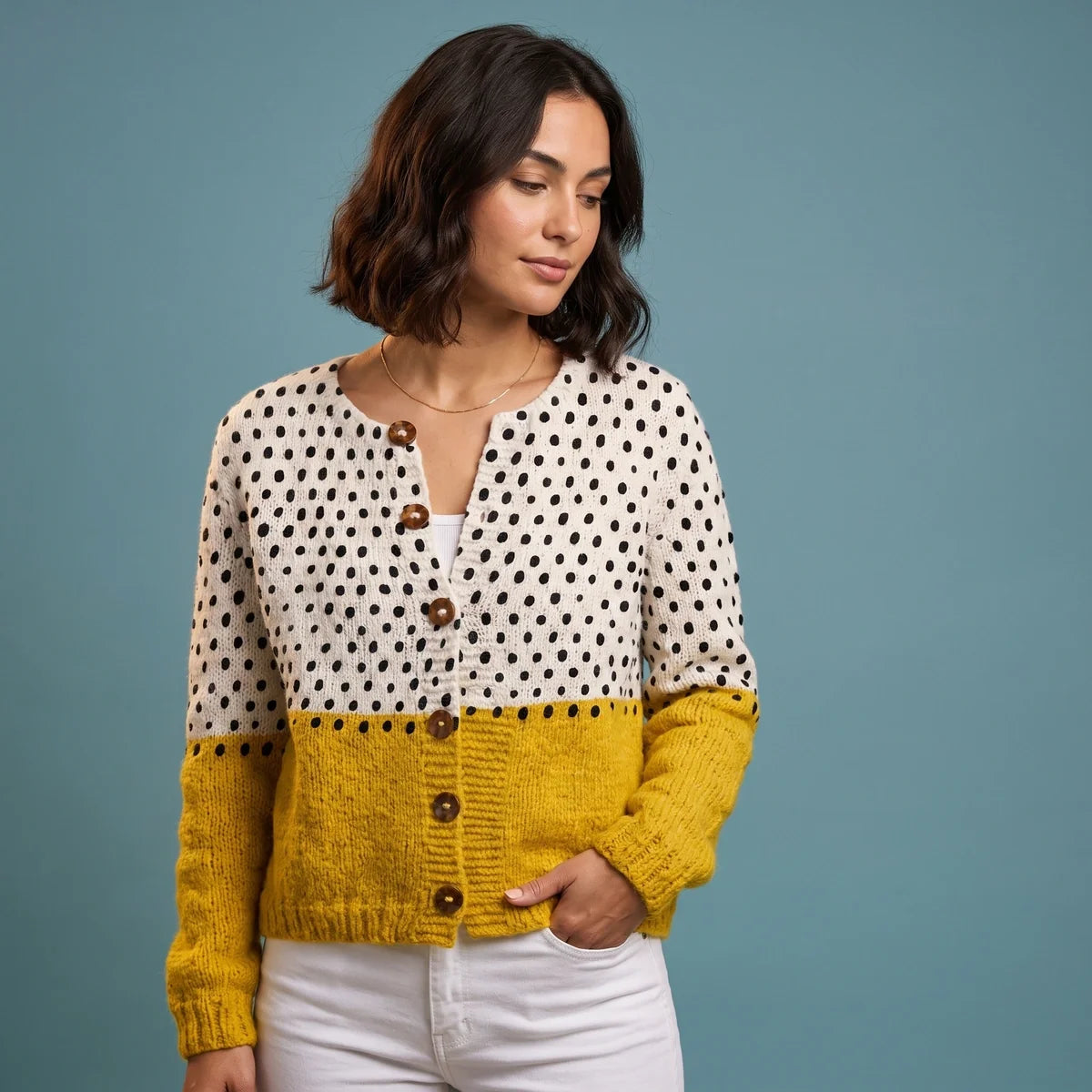 Tabitha Polka Dot Colorblock Cardigan
