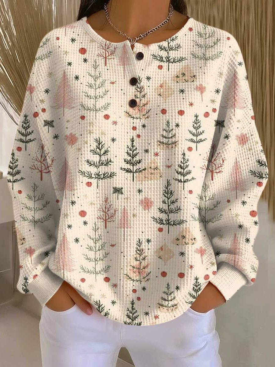 Tahirah | Printed Fleece Pullover Sweater for Women