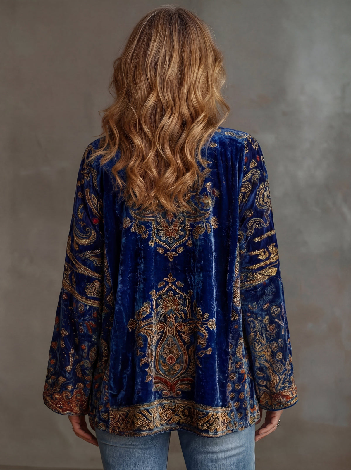 Karla | Tapestry Velvet-Touch Long Cardigan for Women