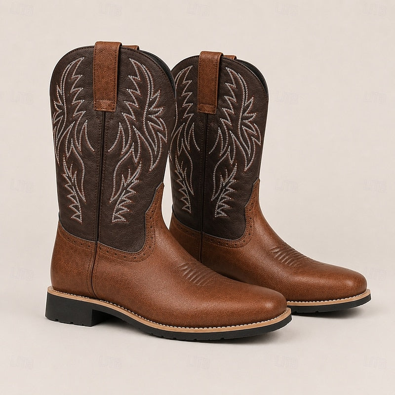 Women's Western Cowboy Boots with Embroidered Shaft