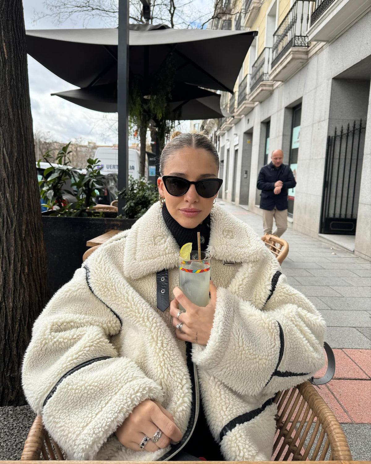 Women's Oversized Teddy Aviator Jacket with Zip Front