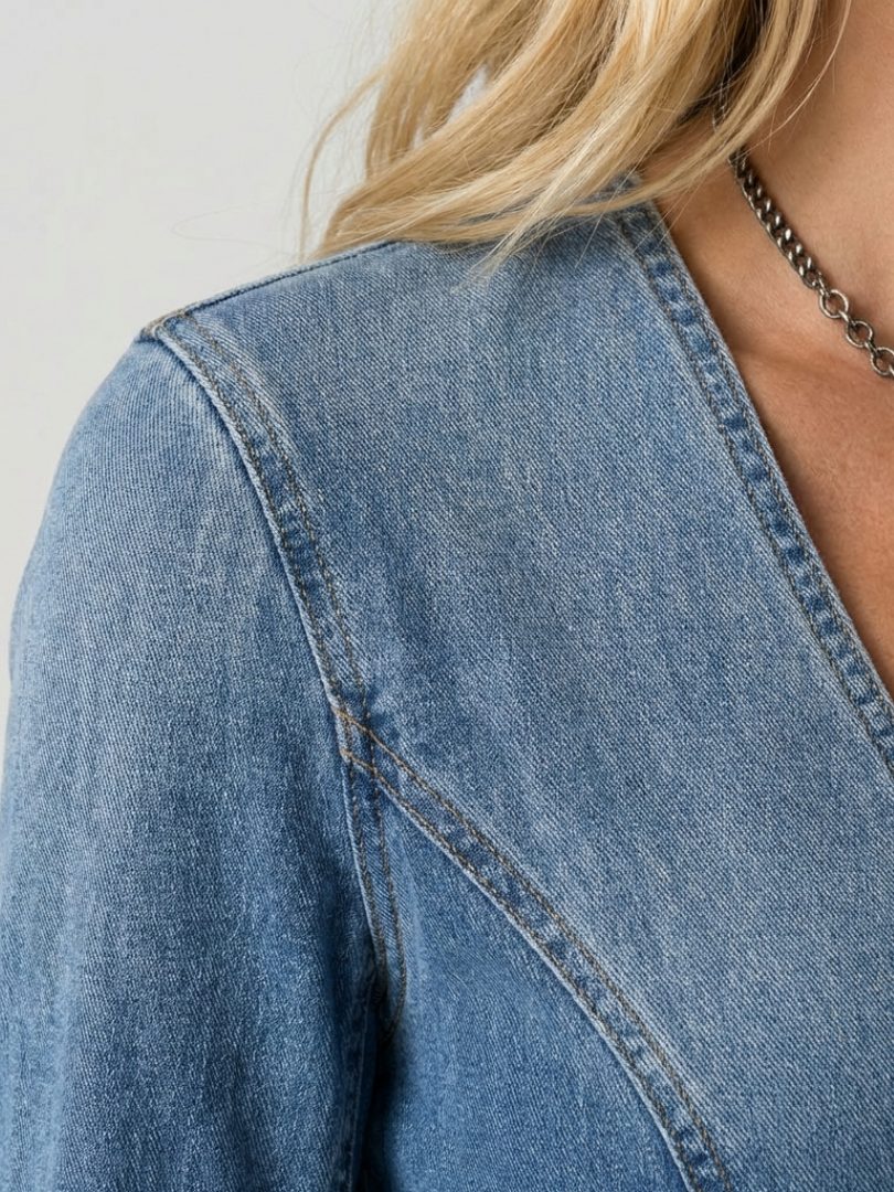 Tegan | Denim Maxi Dress with Long Sleeves and Button-Front for Women
