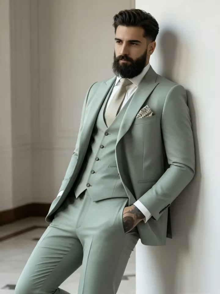 Three-Piece Blazer Set with Vest for Men