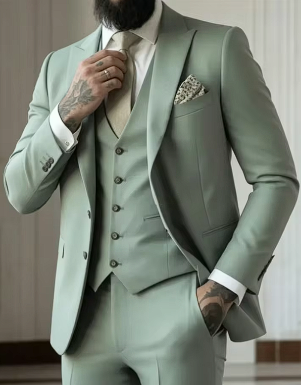 Three-Piece Blazer Set with Vest for Men