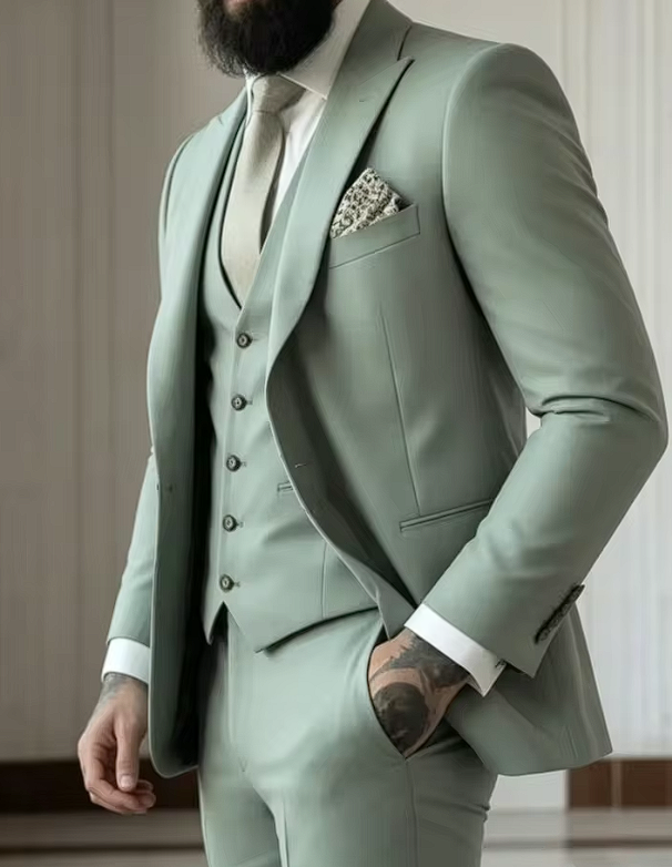 Three-Piece Blazer Set with Vest for Men