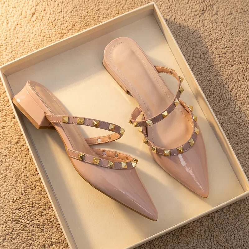 Bianca Studded Patent Mules