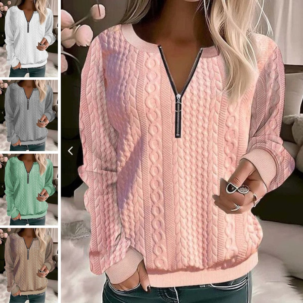 Tulia | Cable Knit Half-Zip Sweater for Women