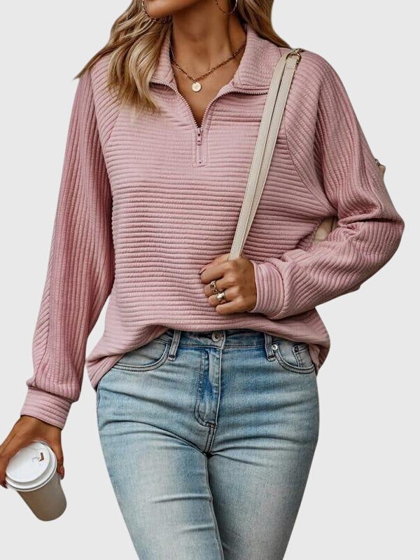 Ursula | Ribbed Knit Half-Zip Pullover for Women