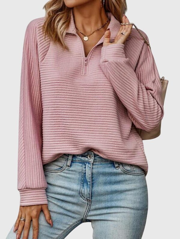 Ursula | Ribbed Knit Half-Zip Pullover for Women