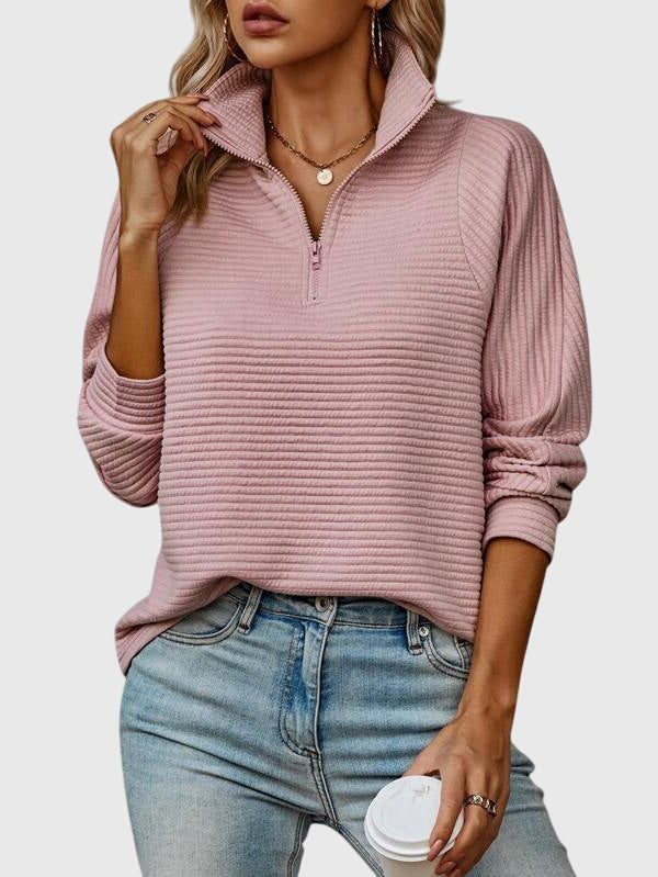 Ursula | Ribbed Knit Half-Zip Pullover for Women